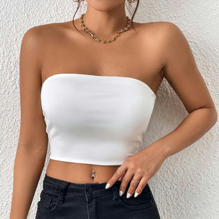 Womens Tube Tops Strapless Crop Tops Backless Sleeveless Bandeau Summer Tops