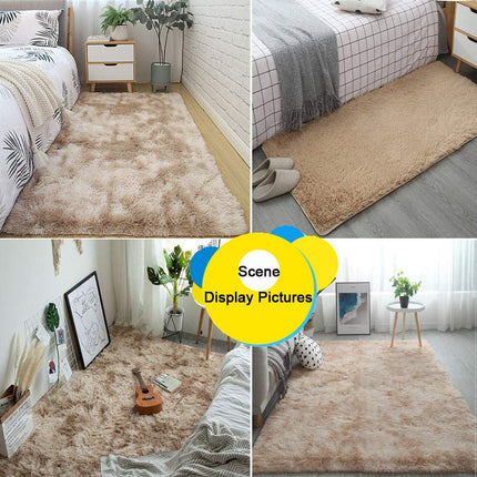 Area Rugs, Home Decor Super Soft Touch Feeling Indoor Modern Shaggy Fluffy Carpet Anti-Skid Area Rug Comfortable Memory Foam Padding for Living Room Bedroom Grey