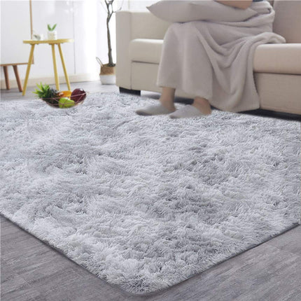 Ultra Soft Indoor Modern Area Rugs Fluffy Carpets Anti-Skid Shaggy Area Rug Floor Mat Suitable for Living Room Children Bedroom Home Decor Rugs 4 Feet by 5.5 Feet (Silver Grey)