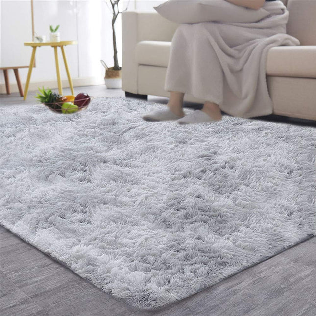 Ultra Soft Indoor Modern Area Rugs Fluffy Carpets Anti-Skid Shaggy Area Rug Floor Mat Suitable for Living Room Children Bedroom Home Decor Rugs 4 Feet by 5.5 Feet (Silver Grey)