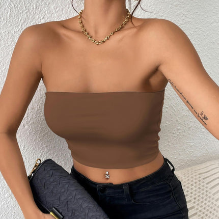 Womens Tube Tops Strapless Crop Tops Backless Sleeveless Bandeau Summer Tops