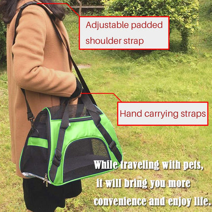 Soft Side Pet Carrier Travel Bag Small Dogs, Medium Sized Cats Rabbits, Comes Shoulder Strap, Safety Buckle Zippers, Newly Designed (M,Green)