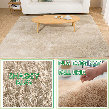 Area Rugs, Home Decor Super Soft Touch Feeling Indoor Modern Shaggy Fluffy Carpet Anti-Skid Area Rug Comfortable Memory Foam Padding for Living Room Bedroom Grey