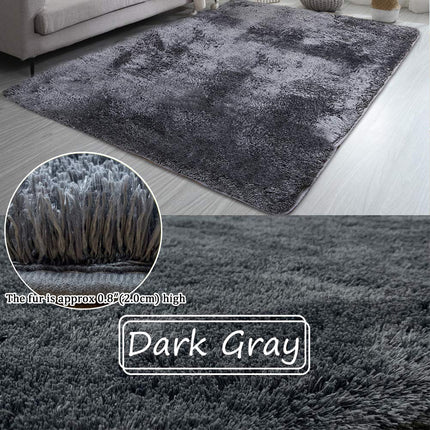 Ultra Soft Indoor Modern Area Rugs Fluffy Carpets Anti-Skid Shaggy Area Rug Floor Mat Suitable for Living Room Children Bedroom Home Decor Rugs 2.6 Feet by 5.3 Feet (Dark Grey)