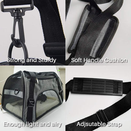 Soft Side Pet Carrier Travel Bag Small Dogs, Medium Sized Cats Rabbits, Comes Shoulder Strap, Safety Buckle Zippers, Newly Designed (L,Grey)