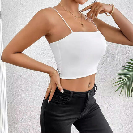 Women's Sexy Spaghetti Strap Basic Cami Tops Square Neck Crop Tank Tops