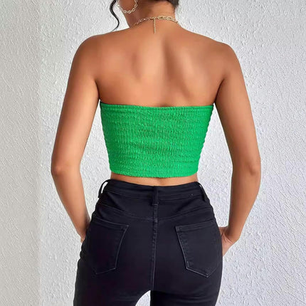 Women's Casual Ruched Strapless Crop Tube Top Top Summer Skinny Bandeau
