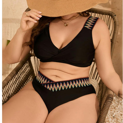 Womens Plus Size Bikini High Waisted Swimsuits Two Piece Bathing Suits V Neck Swimwear