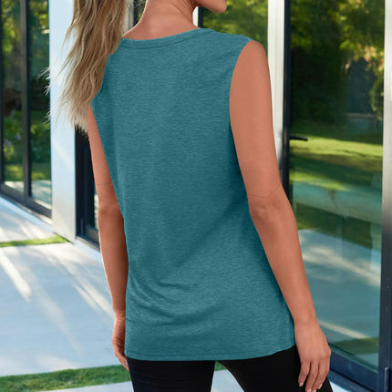 Womens Summer Square Neck Sleeveless Tank Tops Sexy Ribbed Tanks
