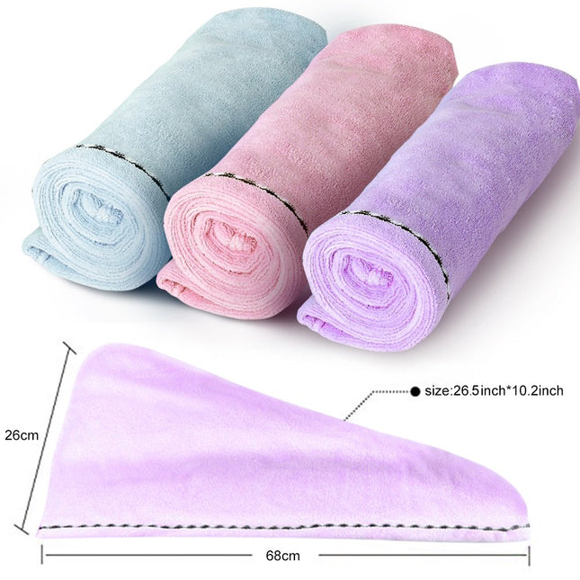 3 Pack Hair Drying Towel Microfiber Fast Drying Hair Towels Soft Shower Caps for Womens Girls Pink,Purple, Blue