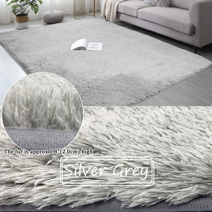 Area Rugs, Home Decor Super Soft Touch Feeling Indoor Modern Shaggy Fluffy Carpet Anti-Skid Area Rug Comfortable Memory Foam Padding for Living Room Bedroom Grey