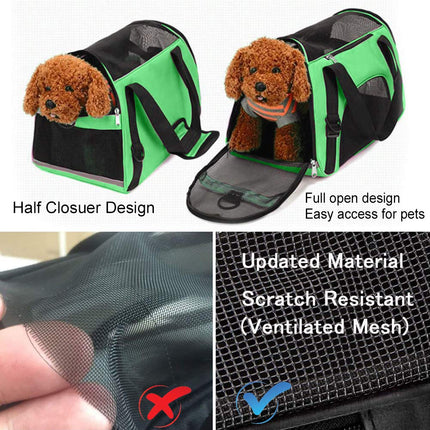 Soft Side Pet Carrier Travel Bag Small Dogs, Medium Sized Cats Rabbits, Comes Shoulder Strap, Safety Buckle Zippers, Newly Designed (M,Green)
