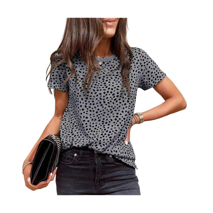 Women Summer Printed Short Sleeve Round Neck T-Shirts Loose Fit Tops