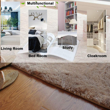 Area Rugs, Home Decor Super Soft Touch Feeling Indoor Modern Shaggy Fluffy Carpet Anti-Skid Area Rug Comfortable Memory Foam Padding for Living Room Bedroom Grey