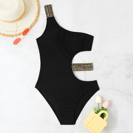 Women Sexy Texture Tummy Control One Piece Swimsuits Square Neck Bathing Suits