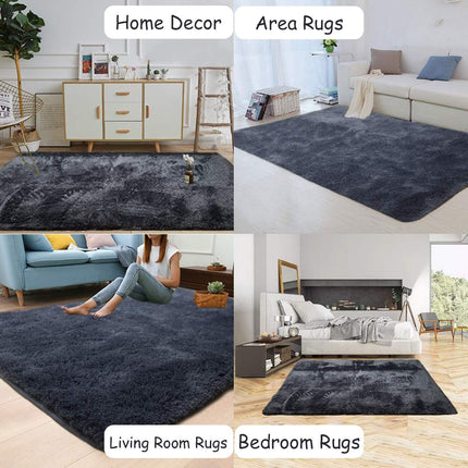 Ultra Soft Indoor Modern Area Rugs Fluffy Carpets Anti-Skid Shaggy Area Rug Floor Mat Suitable for Living Room Children Bedroom Home Decor Rugs 2.6 Feet by 5.3 Feet (Dark Grey)