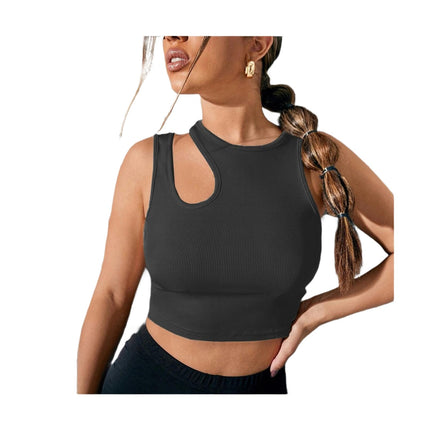 Women's Slim Fit Tank Tops Crew Neck Sleeveless Cut Out Casusal Crop Cami Tops
