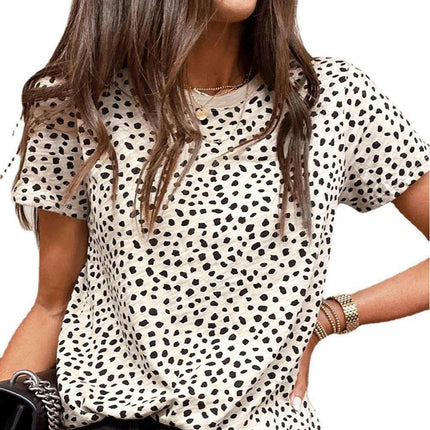 Women Summer Printed Short Sleeve Round Neck T-Shirts Loose Fit Tops