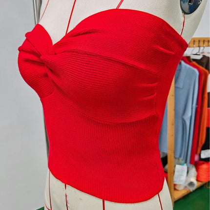 Women's Scoop Neck Crop Tank Top Spaghetti Straps Sleeveless Slim Fit Tops