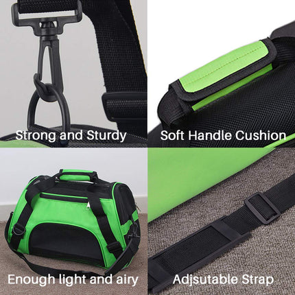 Soft Side Pet Carrier Travel Bag Small Dogs, Medium Sized Cats Rabbits, Comes Shoulder Strap, Safety Buckle Zippers, Newly Designed (M,Green)
