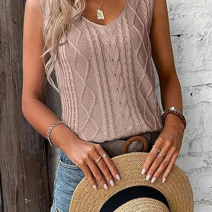 Womens Tank Tops Summer Sleeveless V Neck Shirts Casual Sexy Knit Tees