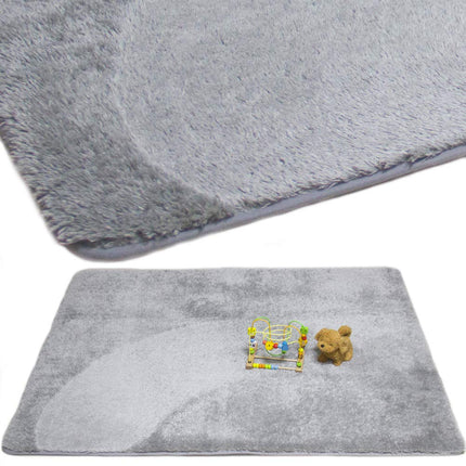 Area Rugs, Home Decor Super Soft Touch Feeling Indoor Modern Shaggy Fluffy Carpet Anti-Skid Area Rug Comfortable Memory Foam Padding for Living Room Bedroom Grey