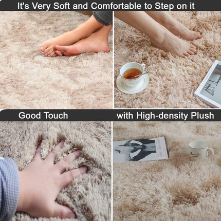 Area Rugs, Home Decor Super Soft Touch Feeling Indoor Modern Shaggy Fluffy Carpet Anti-Skid Area Rug Comfortable Memory Foam Padding for Living Room Bedroom Grey