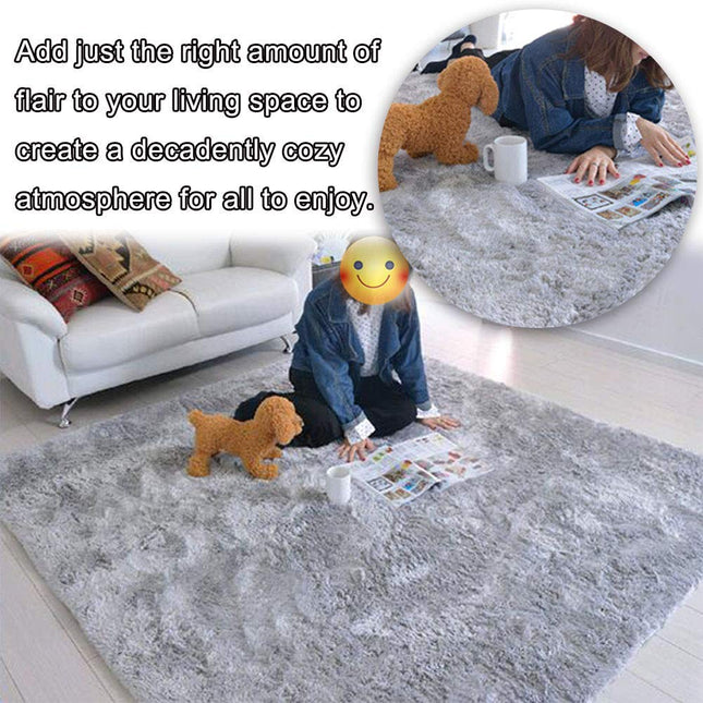 Ultra Soft Indoor Modern Area Rugs Fluffy Carpets Anti-Skid Shaggy Area Rug Floor Mat Suitable for Living Room Children Bedroom Home Decor Rugs 5 Feet by 8 Feet (Silver Grey)