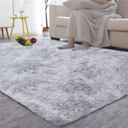 Area Rugs, Home Decor Super Soft Touch Feeling Indoor Modern Shaggy Fluffy Carpet Anti-Skid Area Rug Comfortable Memory Foam Padding for Living Room Bedroom Grey