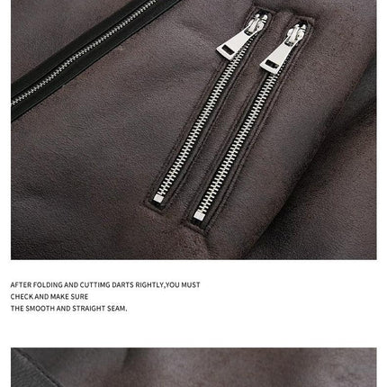 Brown faux leather shearling moto jacket image 13