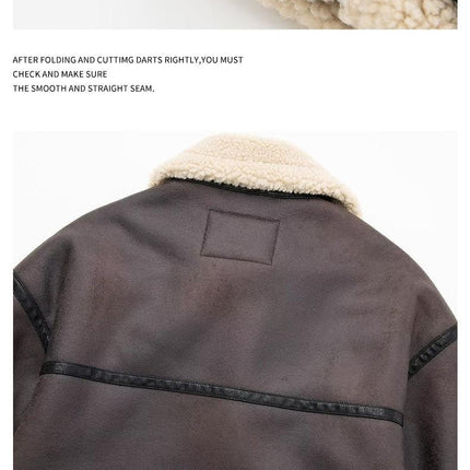 Brown faux leather shearling moto jacket image 14
