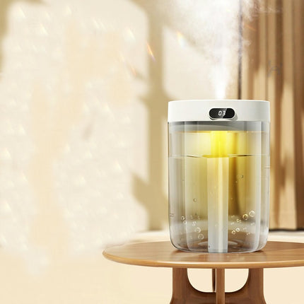 Large Capacity Double Spray Humidifier-Home Bedroom Office Night Light Digital Display Humidifier