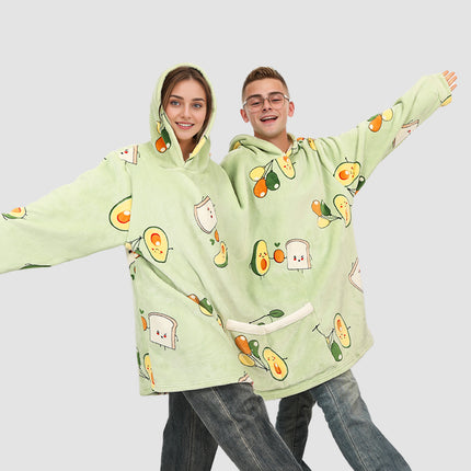 Two-person avocado print shared couples hoodie - original product detail image 4