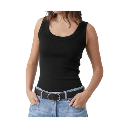Women Basic Ribbed Knit Sleeveless Casual Scoop Neck Slim Fit Tank Top