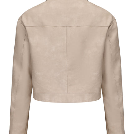 Women's cropped faux leather shirt-collar jacket, original supplier photo 48