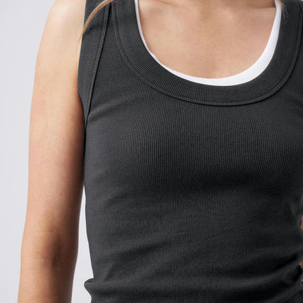 Women Basic Ribbed Knit Sleeveless Casual Scoop Neck Slim Fit Tank Top