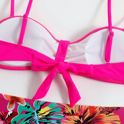 Women's 3 Piece Halter Triangle Tie Side Bikini Swimsuit with Long Sleeves Cover Up Set