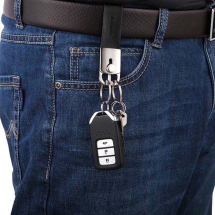 KE-03L Genuine Leather Key Chain Car Key Holder, Automotive Key Rings& Key Chains Key Case for Belt & Waist (Black)
