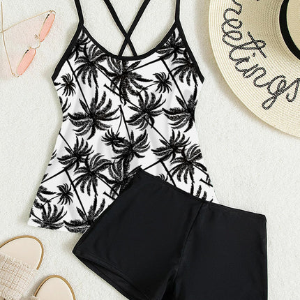 Bathing Suit for Women Two Piece Tankini Swimsuit Tummy Control Halter Top with Shorts
