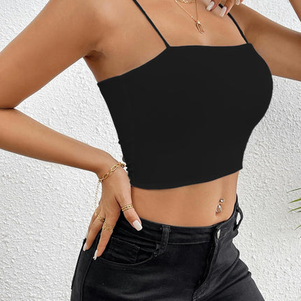 Women's Sexy Spaghetti Strap Basic Cami Tops Square Neck Crop Tank Tops