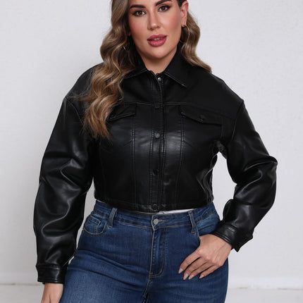 Women's plus size cropped faux leather jacket original supplier photo 10