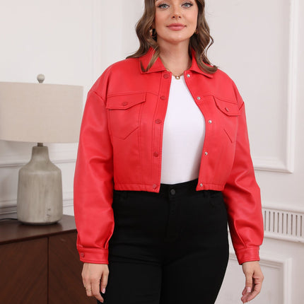 Women's plus size cropped faux leather jacket original supplier photo 15