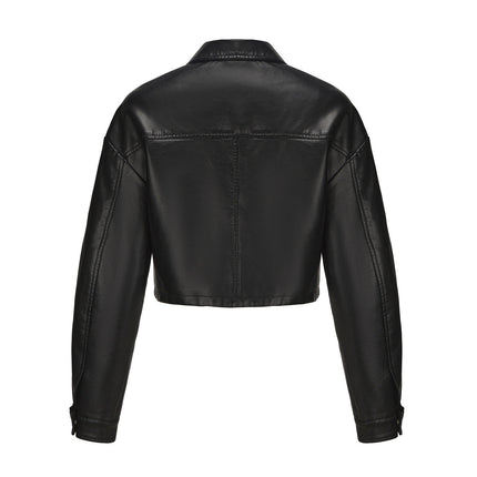 Women's plus size cropped faux leather jacket original supplier photo 21