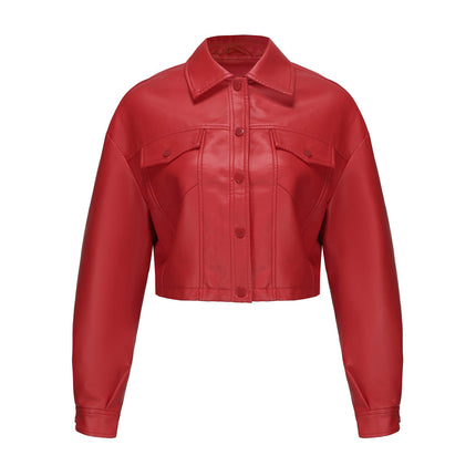 Women's plus size cropped faux leather jacket original supplier photo 22