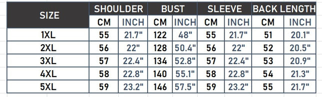 Women's cropped faux leather plus size jacket garment measurement chart, 1XL to 5XL, cm and inches
