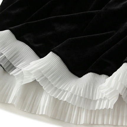 Women¡¯s Elastic High Waist Pleated Skirt A Line Swings Midi Velvet Skirts