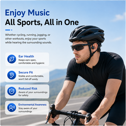 Bone Conduction Bluetooth Headphones, Open-Ear Wireless Earphones with Soft Cushion, Lightweight, 10H Playtime, Physical Buttons, Type-C Fast Charging, Water Resistant, for Running, Sports, Telework
