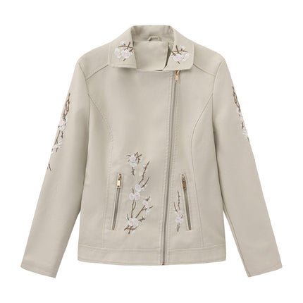 Women's floral embroidered faux leather jacket – original detail photo 07