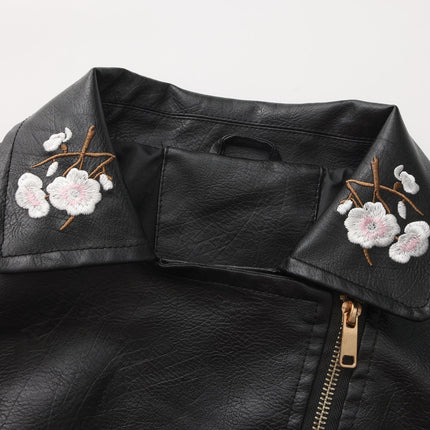 Women's floral embroidered faux leather jacket – original detail photo 10