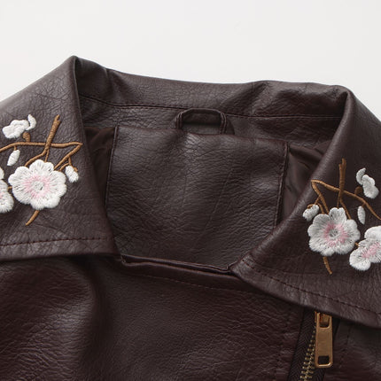 Women's floral embroidered faux leather jacket – original detail photo 14